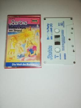 Barbie Folge 5 Barbie`s Party am Strand 5-fach Silber geschraubt Weiß mit Blauen Druck 515265.8 Die Welt der Barbie(Schrift auf Seite 1 der MC etwas verblasst)
